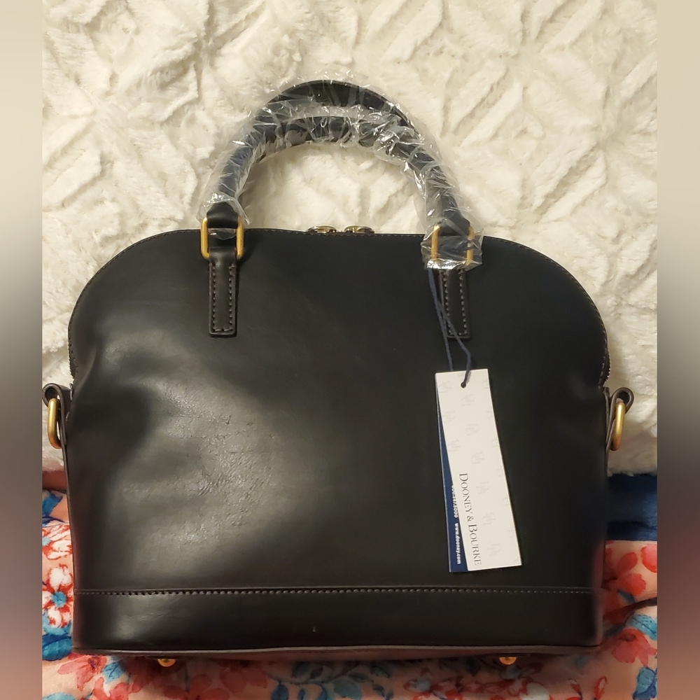 New Dooney Bourke Florentine Leather Domed Satchel Black - Picture 13 of 15